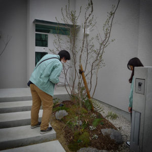 名古屋市民有地緑化助成事業　みどりの補助金の完了検査に立ち会いました